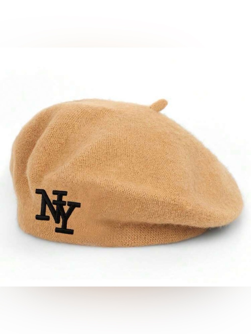 Tan Beret with Black NY Accent - Classic Women's Hat